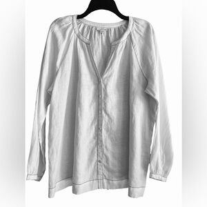 Linen Pure Jill Elements White Peasant Button-Up Women's Top Size Medium EUC